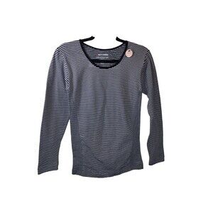 New Bella Seamless M/L Black White Stripe Long Sleeve Base Layer Scoop Neck Top